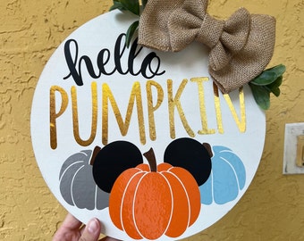 Hello Pumpkin Welcome Door Sign | Halloween Sign | Fall Signs | Fall Decor