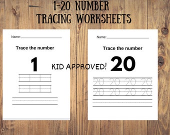 Simple 1-20 Number Tracing Worksheet