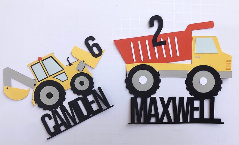 Excavator Birthday Cake Topper Construction Birthday Party image 3