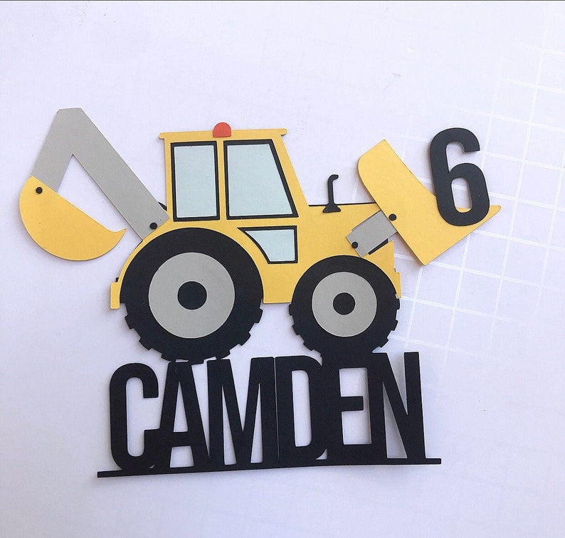 Excavator Birthday Cake Topper Construction Birthday Party image 1