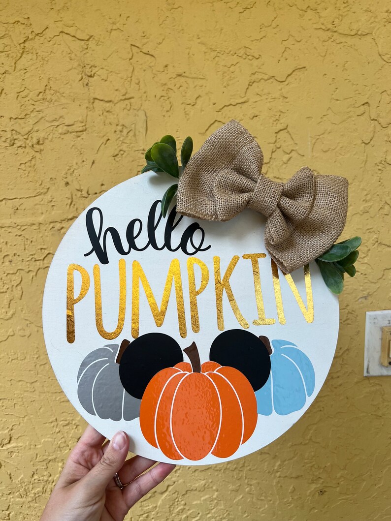 Hello Pumpkin Welcome Door Sign Halloween Sign Fall Signs Fall Decor image 2