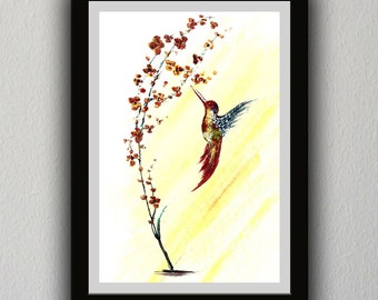 Hummingbird Animal Print, Flower Print, hummingbird art, Bird Print wall Art, Hummingbird Wall Art, Hummingbird gift, bird gift, print art