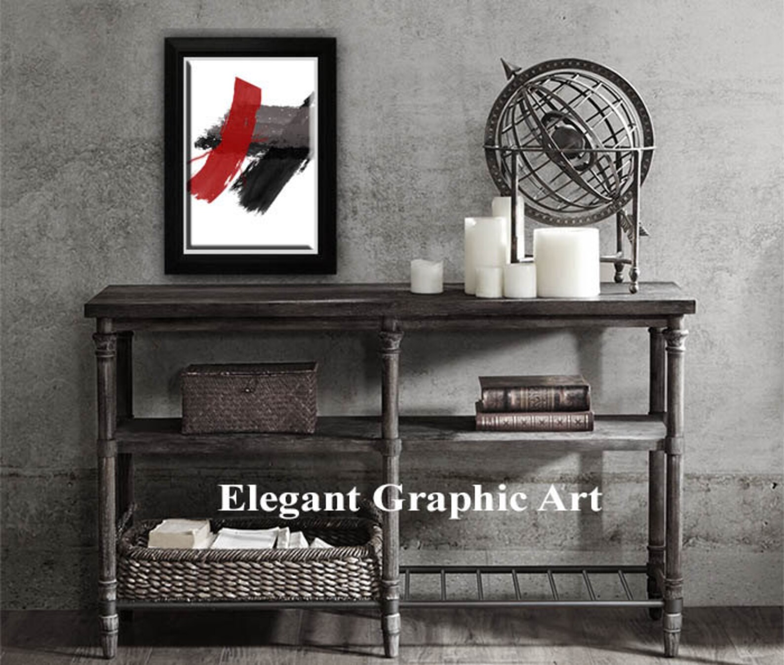 Wall Art Print Black and Red Decor Modern Wall Art Abstract Etsy