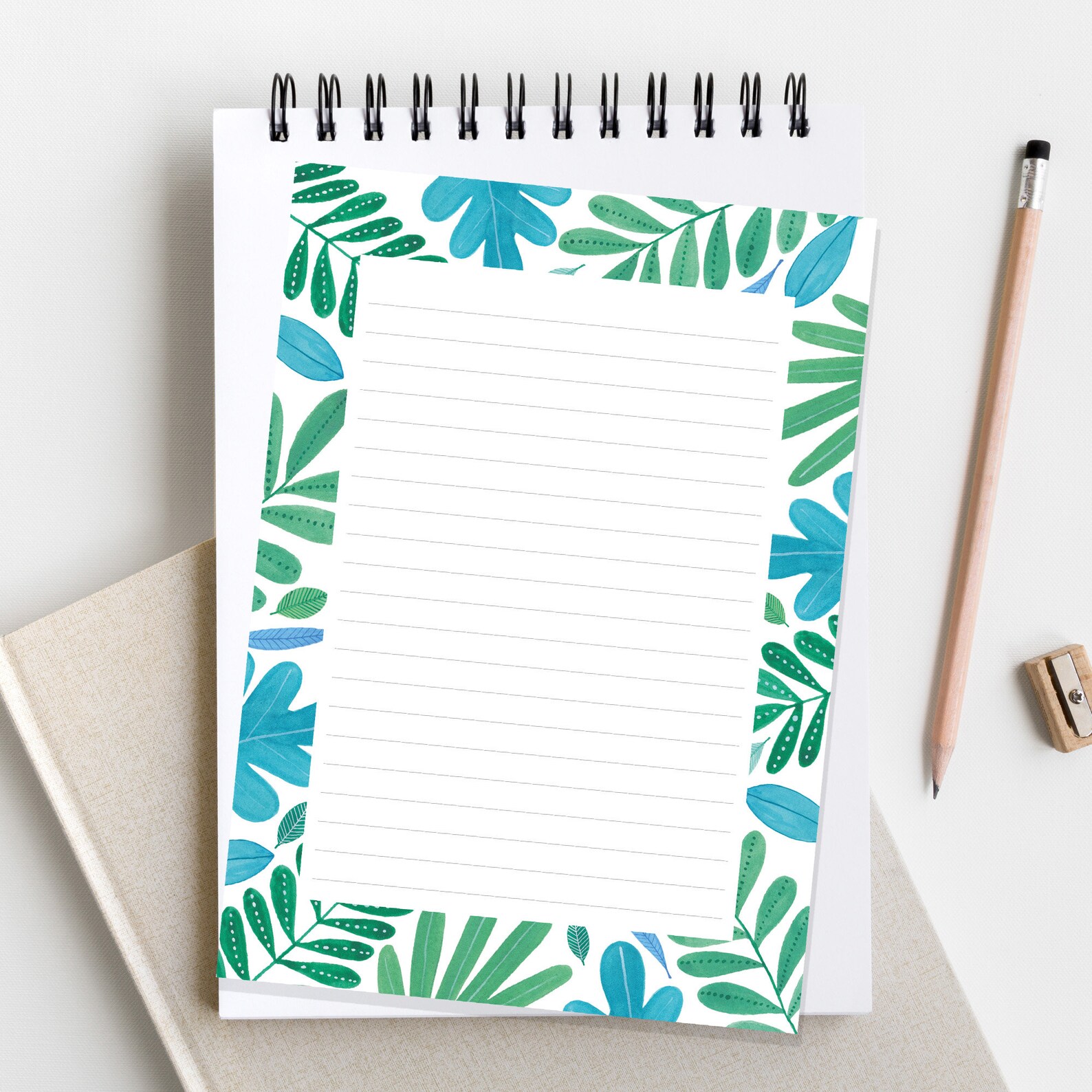 A5 Lined Notepad Tear Off Pad Leaf Design Stationery Paper Etsy