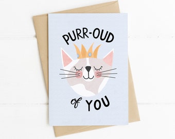 Cat Card, Proud of You Card, Graduation, Driving Test, Exams, New Job Card, Cat Themed Greeting Card