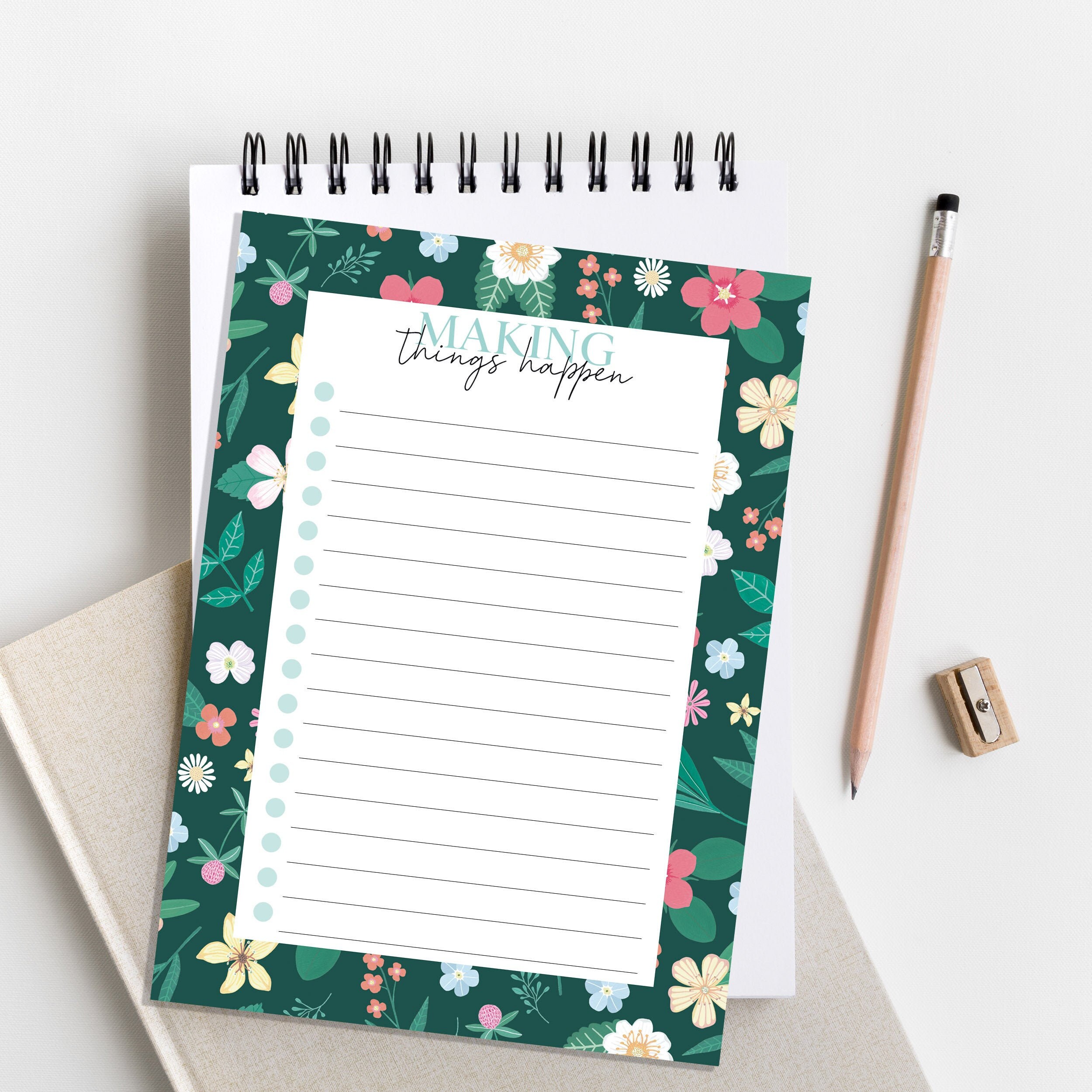 Todo List A6 Tear off Pad Small Notepad Floral Stationery Etsy Singapore