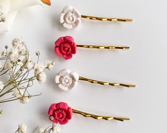 Love in Bloom- Handmade Polymer Clay| Flower Hair Pins| Poppy Hair Pins|Floral Hair Pins 2pcs