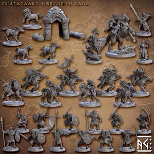 Skutagaard Northmen Saga, Artisan Guild, Resin, Miniatures, DND, TTRPG, Viking, Warhorse, Shieldmaiden