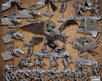 Vanguard Fighters, Artisan Guild, Human Fighters, Wyverns, DND, Miniatures, Resin Minis, TTRPG