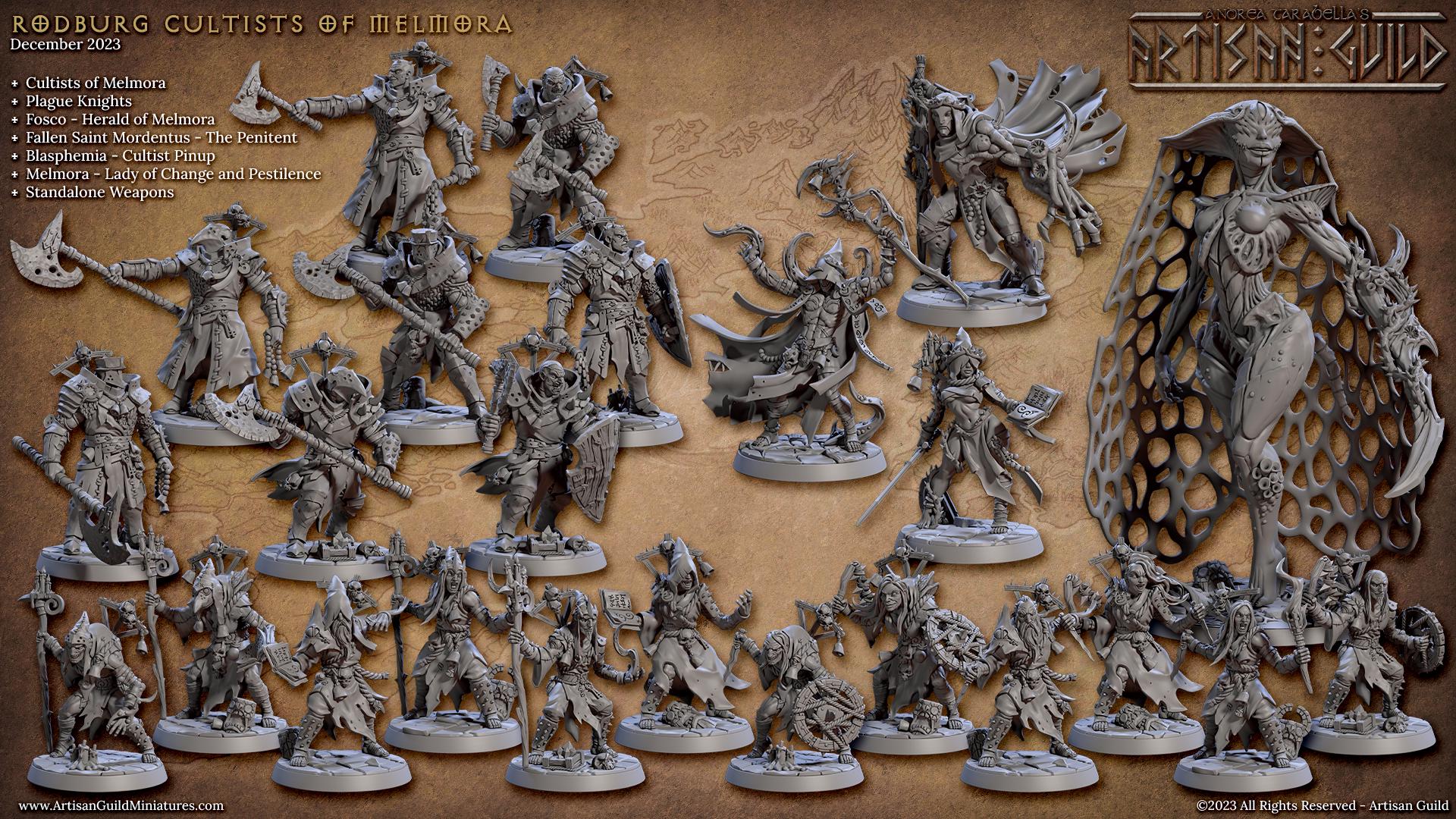 Cultist of Melmora, Artisan Guild, TTRPG, DND, Miniatures, Plague, Cultist, Resin minis, Knight