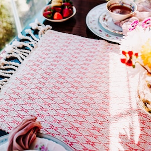 Handmade Woven Farmhouse Table Runner, Custom Gift for Her