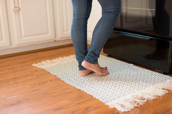 Farmhouse Kitchen Rug Black And White Rug Handwoven Cotton Etsy