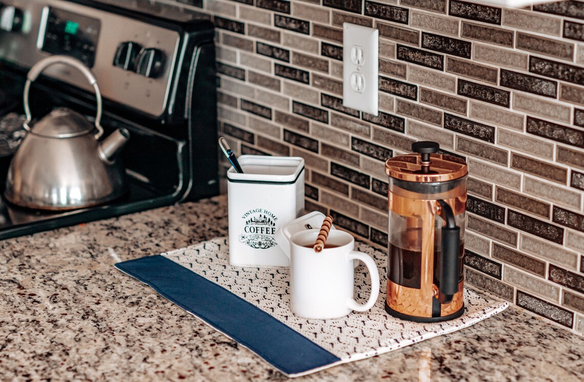 Coffee Bar Accessories Navy Blue Kitchen Decor Coffee Lovers Etsy