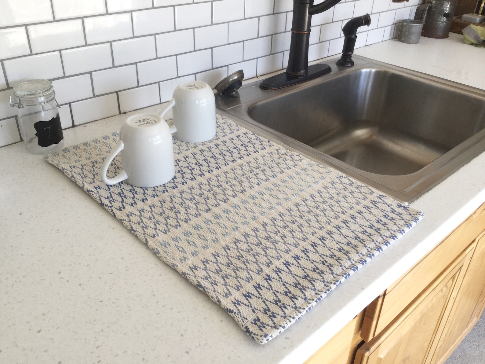 Farmhouse dish drying mat blue dish mat gift for a bride Etsy