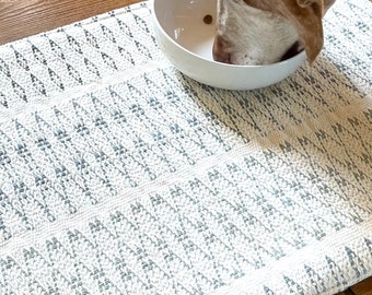 Handwoven Dog Food Mat: Washable Cotton Pet Placemat