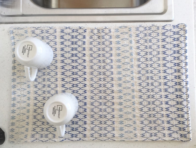 Farmhouse Dish Drying Mat Blue Dish Mat Gift for a Bride Etsy