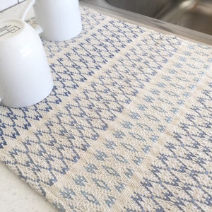 Farmhouse dish drying mat - blue dish mat - gift for a bride - foodie gift - farm house decor - kitchen gift - wedding gift - hostess gift