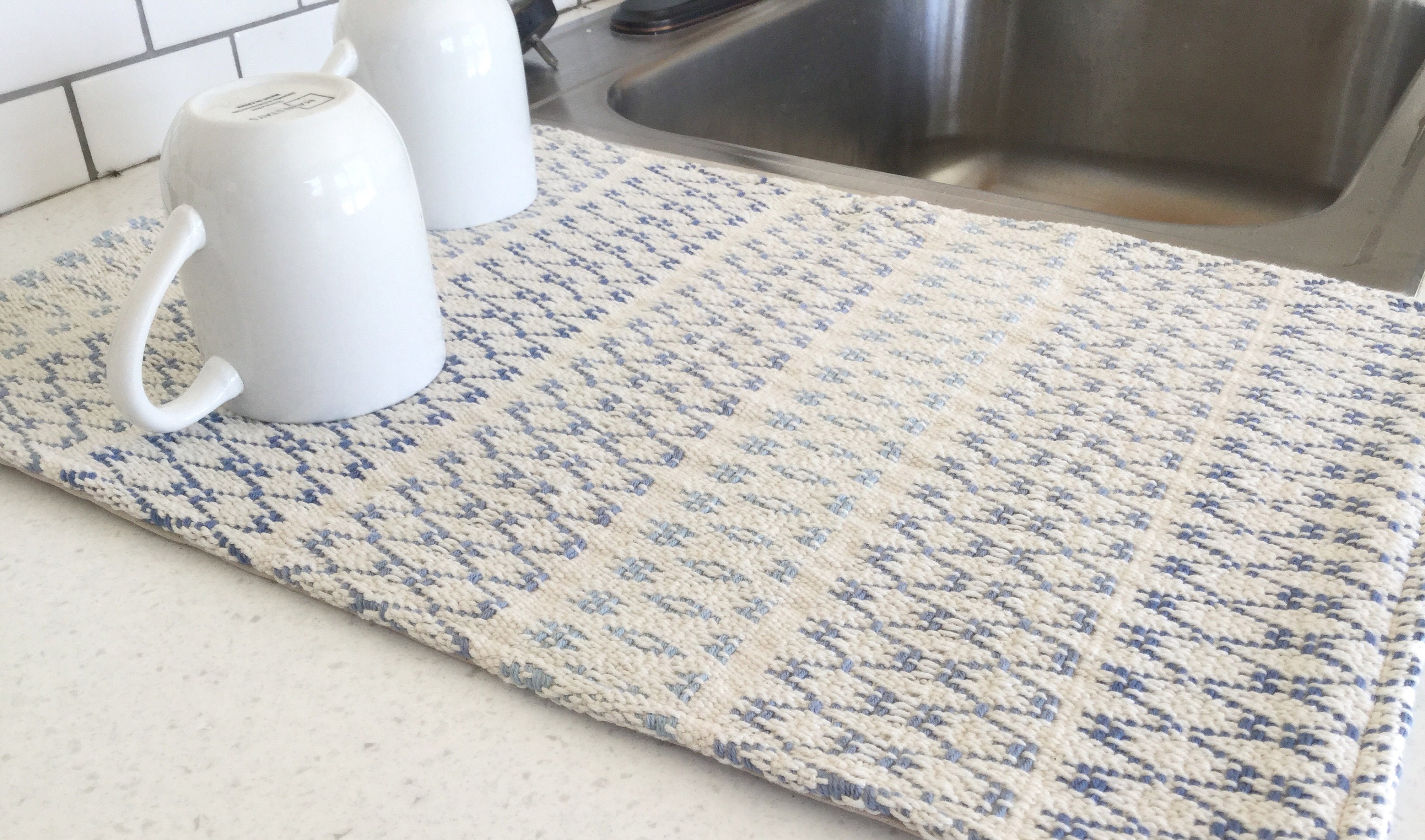 Farmhouse dish drying mat blue dish mat gift for a bride Etsy