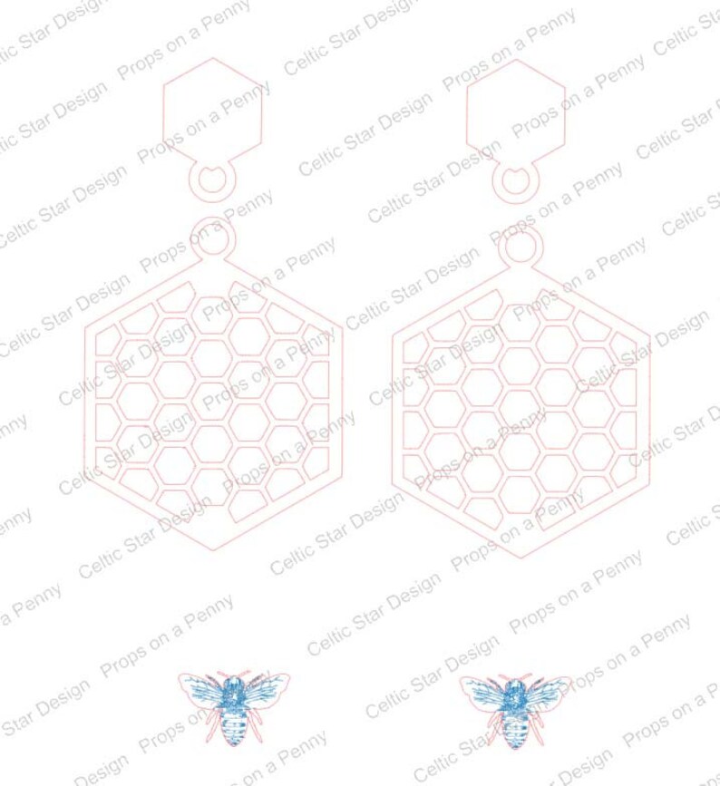 Honeycomb Bee Earring SVG Cut File | Glowforge CNC (digital File) - Etsy