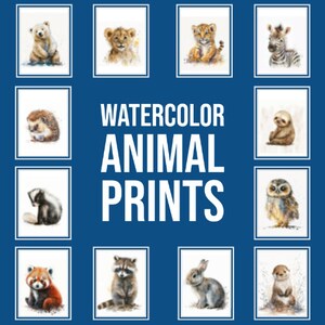 Digital Downloads Watercolor Baby Animals | PNG FILES 11x14| Digital Download | 17 files in total.