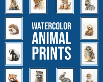 Digital Downloads Watercolor Baby Animals | PNG FILES 11x14| Digital Download | 17 files in total.