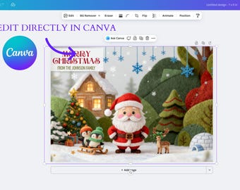 Felted Santa Christmas Card | Editable Holiday Photo Card (5x7 Printable)