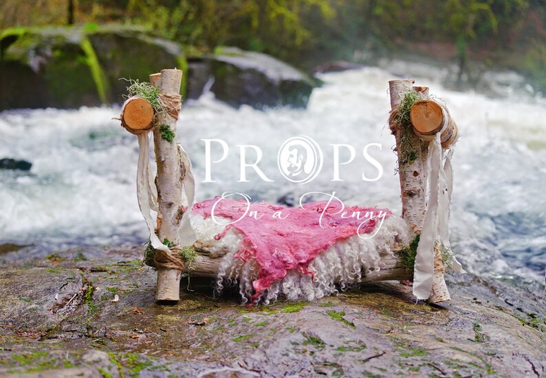 Newborn wooden prop bed by waterfall DIFFERENT SETTINGS in one set _ digital backdrop_Newborn digital backdrops image 2