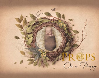 Nest Digital Backdrop (Digital Props) - Newborn photography props. Photo prop for baby, infant, child and maternity photography