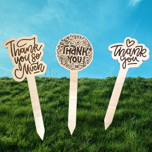 Archivo de corte SVG para Glowforge o CNC / Conjunto de 3 marcadores / estacas de jardín o planta / Archivo SVG / Archivos digitales / Marcadores de plantas de madera