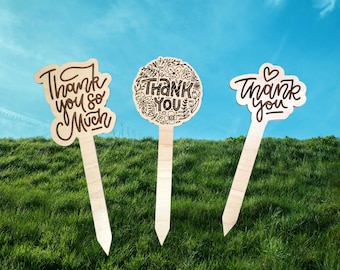 Garden Plant Marker SVG Cut File | Floral Thank You Stakes (Digital Files)