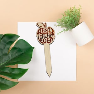 Arquivo de corte SVG para Glowforge ou CNC |1 Apreciação do professor Marcadores/estacas de planta "Melhor professor de todos os tempos Apple" | Arquivo SVG | Arquivos Digitais |