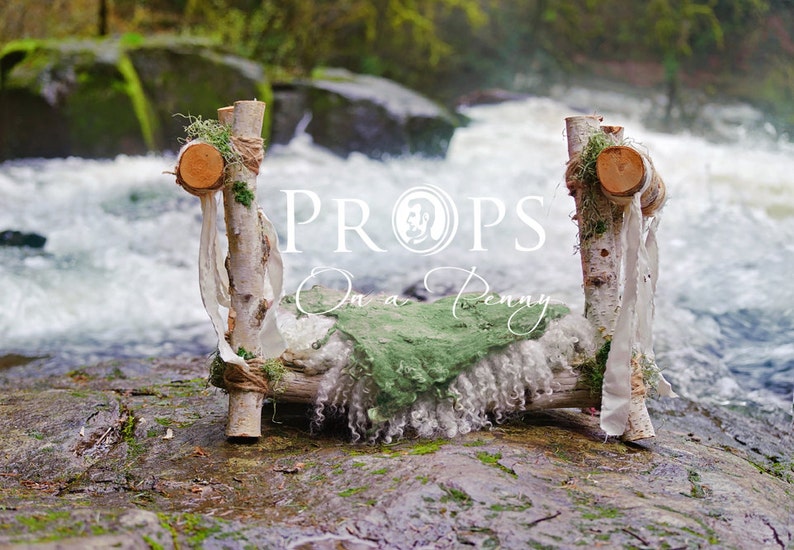 Newborn wooden prop bed by waterfall DIFFERENT SETTINGS in one set _ digital backdrop_Newborn digital backdrops image 3