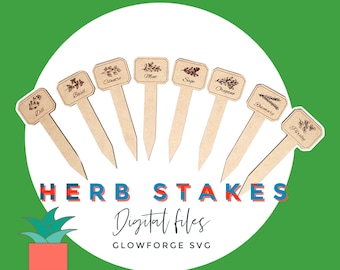 Garden Herb Marker SVG Cut File Set | Glowforge CNC (Digital Files)