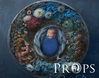 Blue Nest Digital Backdrop (Digital Props) - Newborn photography props. Photo prop for baby, infant, child and maternity photography