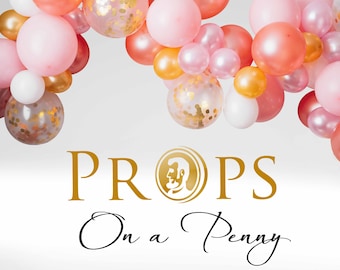 Set of 3 Digital Pink and Gold Balloon Backdrops | Digital Backgrounds