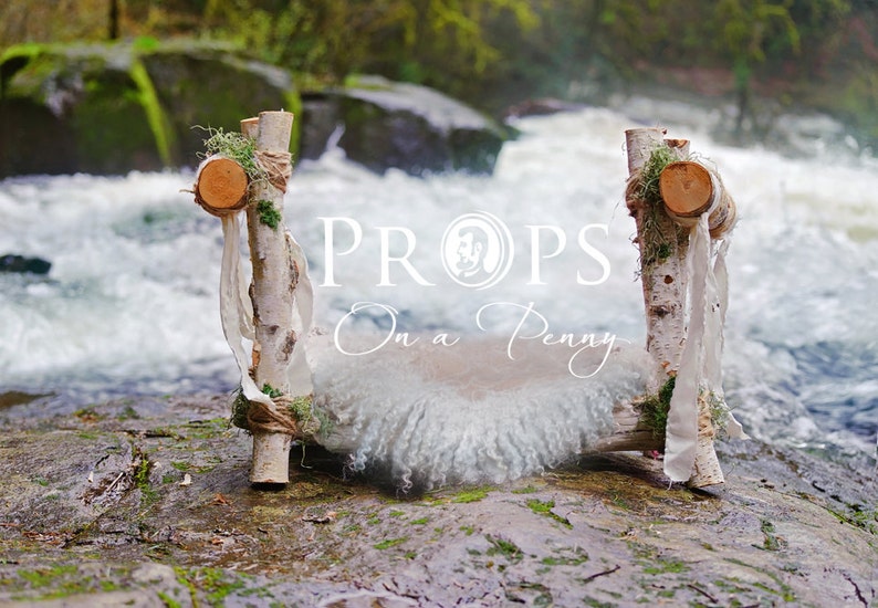 Newborn wooden prop bed by waterfall DIFFERENT SETTINGS in one set _ digital backdrop_Newborn digital backdrops image 4