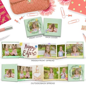 Easter Mini Accordion Album Template, Photoshop template