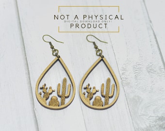 Cactus Earring SVG Cut File | Glowforge, CNC (Digital File)