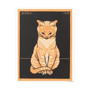 Stampa artistica vintage del 1918 di Julie de Graag raffigurante un gatto seduto, poster retrò di un felino arancione per l'arredamento della casa.