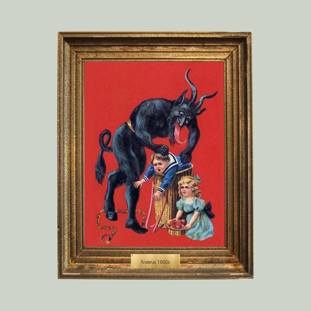 Krampus Doorbell – Wall-Mounted Cast Iron/Resin Bell With “BE GOOD OR BE GONE” Sign – Gothic Halloween & Christmas Decor (9.8")