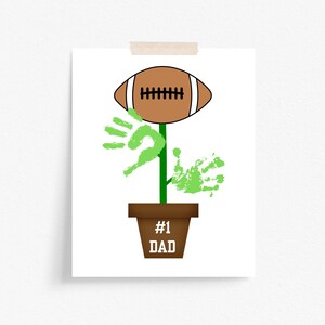 Nummer één voetbal vader handafdruk kunst afdrukbare pdf, vaderdag handafdruk voor twee kinderen digitaal, vaderdag doe-het-zelf handafdruk downloaden
