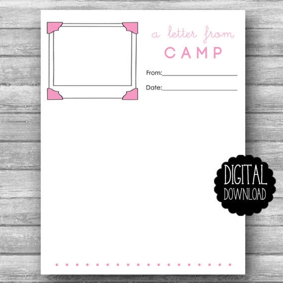 Camp Stationery Printable Girls Camping Letter Camping - Etsy