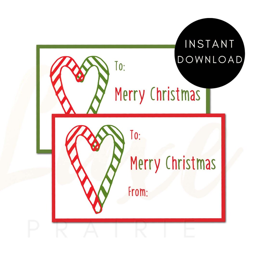 Christmas Tags PDF, Candy Cane Gift Tags, Merry Christmas Gift Tag ...