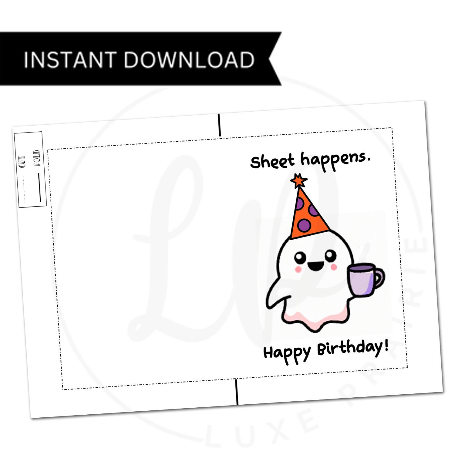 Belated Birthday Card Printable Sheet Happens Happy Birthday - Etsy