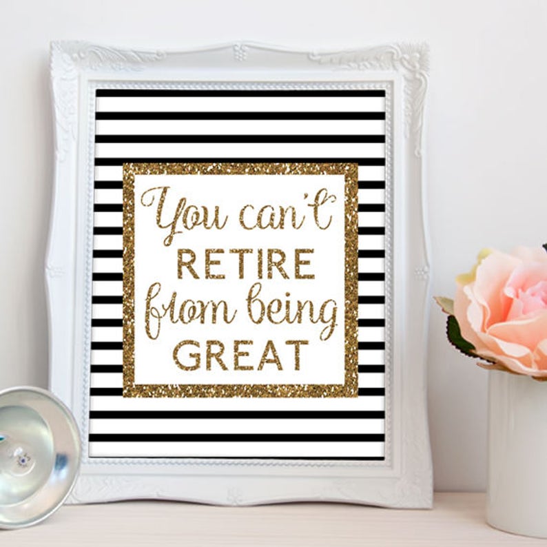 Retirement PRINTABLE printable retirement sign glitter | Etsy