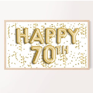 Marco de TV Samsung para feliz 70.º cumpleaños, marco de TV para cumpleaños, descarga de marco de TV para fiesta de cumpleaños, setenta y 70 años