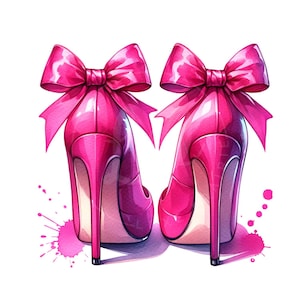 Tacchi alti rosa shocking PNG, tacchi Coquette Clipart, tacchi alti rosa acquerello Clip Art Download digitale