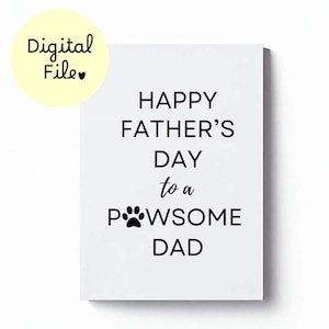 Bont vader Vaderdag kaart afdrukbare Pawsome vader voor kat vader of hond vader kaart digitale download Happy Fathers Day Card van huisdieren