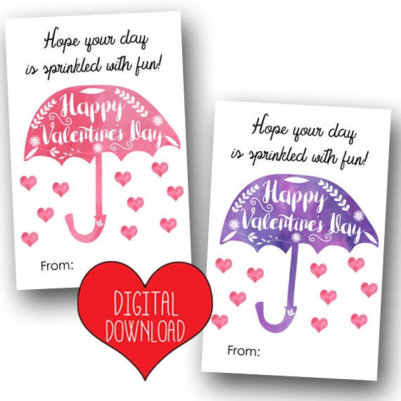 Umbrella Printable Valentines @michellepaigeblogs.com