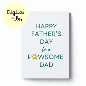 Carte de fête des pères empreinte de patte pour chien ou papa chat à imprimer, bonne fête des pères avec animal de compagnie à télécharger, carte de fête des pères bébé fourrure PDF